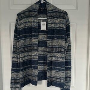 Chaps Blue and White Striped Cardigan